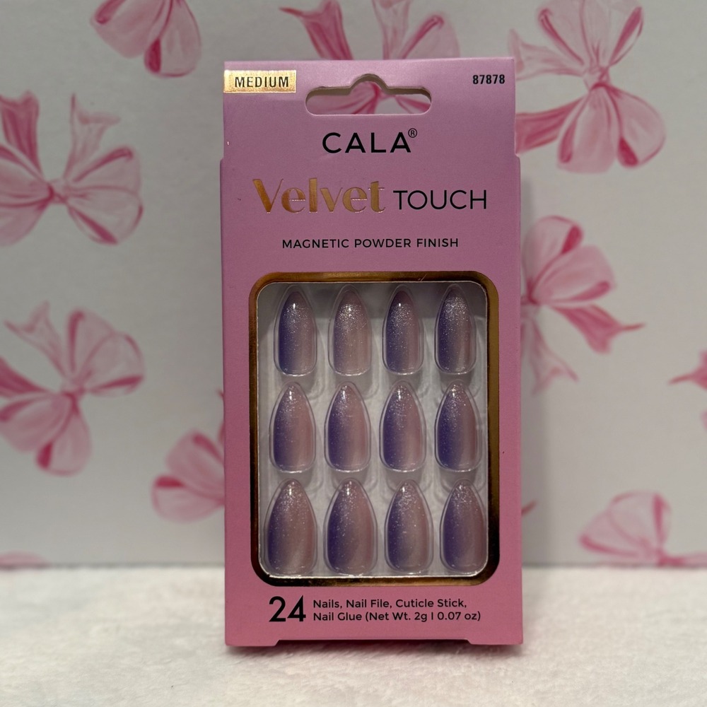CALA Velvet Touch Press On Nails Magnetic Powder Finish Purple Ombre‎ 24ct